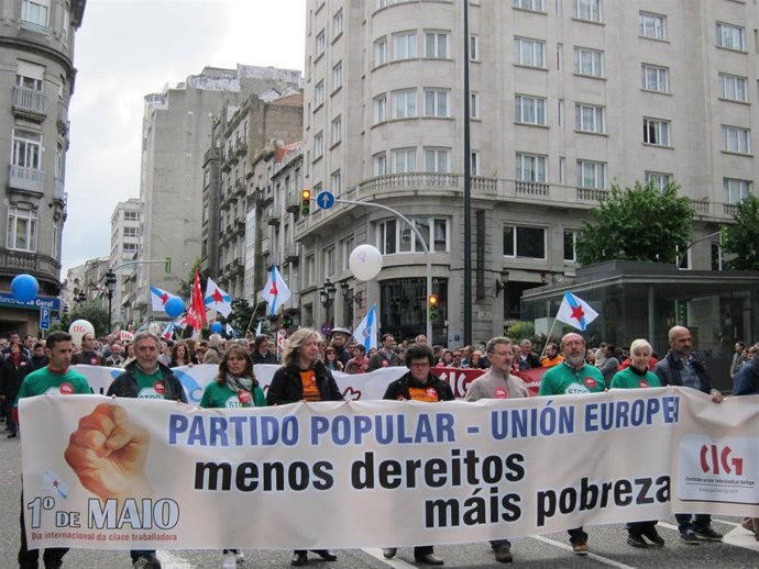 Cabecera de la manifestación de la CIG en Vigo el 1 de mayo