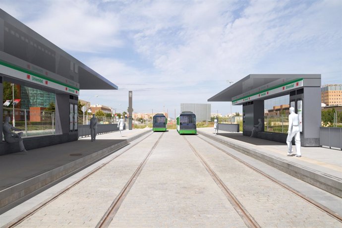 Recreación de cómo serán las marquesinas del metro de Málaga en Teatinos