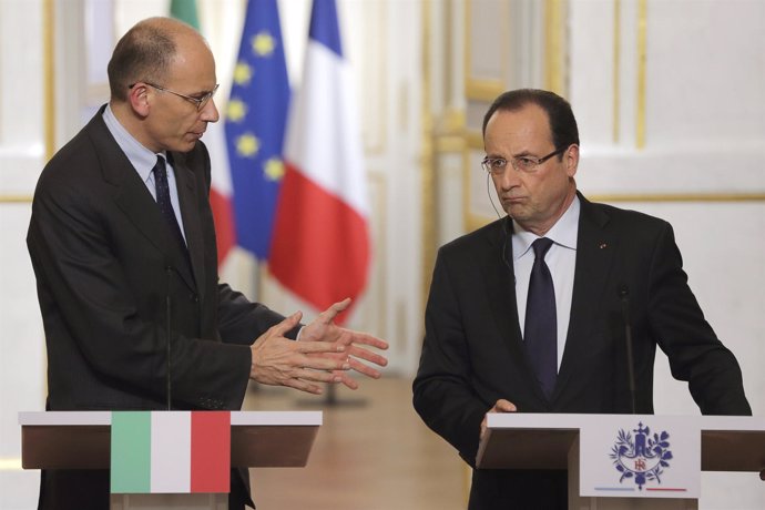  Presidente Francia, François Hollande, Y El 1Er Ministro Italia, Enrico Letta