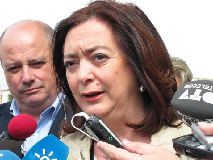 La consejera de Educación Mar Moreno atiende a los periodistas