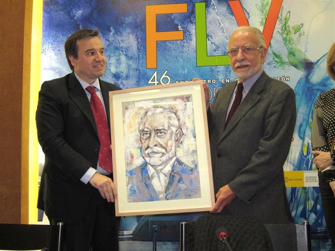 José Ramón Alonso y el escritor José María Merino.