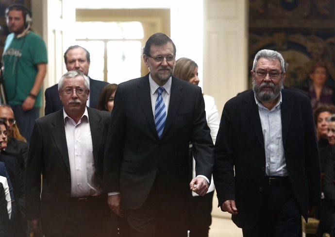 Rajoy, Báñez, Toxo, Méndez, Rosell en Moncloa