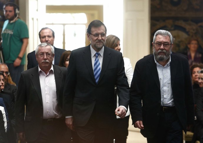 Rajoy, Báñez, Toxo, Méndez, Rosell en Moncloa