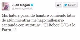 Tweet de Juan Magán