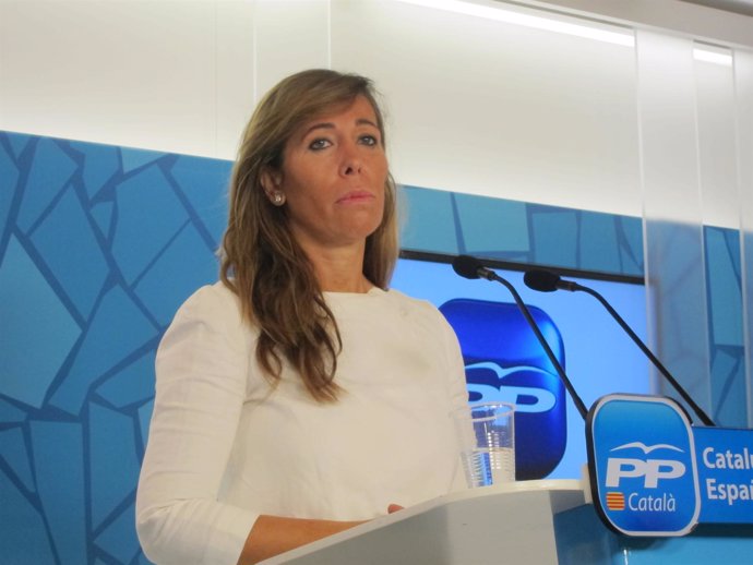 Alicia Sánchez Camacho en la sede del PP