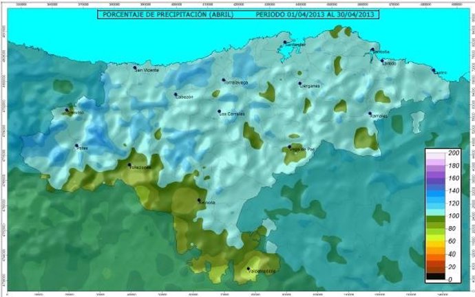 Mapa de precipitaciones de Cantabria