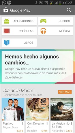 Nuevo diseño de Google Play