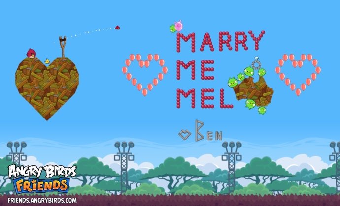 Propone matrimonio a su novia con un nivel de Angry Birds Friends