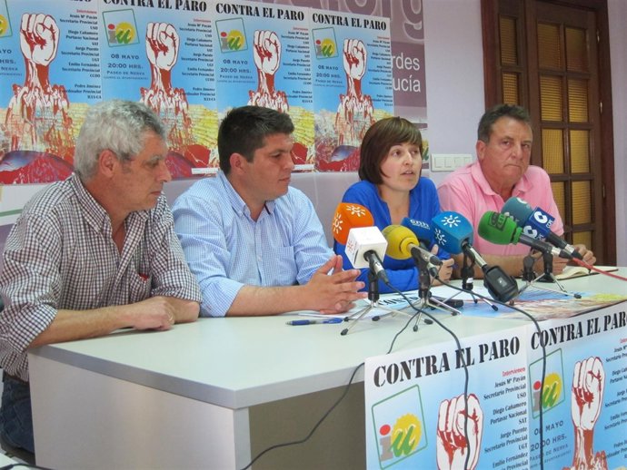 Dirigentes de IU y del sindicato USO y CCOO de Huelva. 