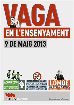 Cartel de la huelga educativa del 9 de mayo