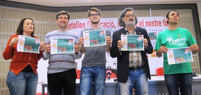 Representantes de los sindicatos convocantes de la manifestación 