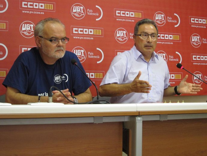 Conrado Hernández (UGT-PV) Y Paco Molina (CCOO PV), en imagen de archivo.