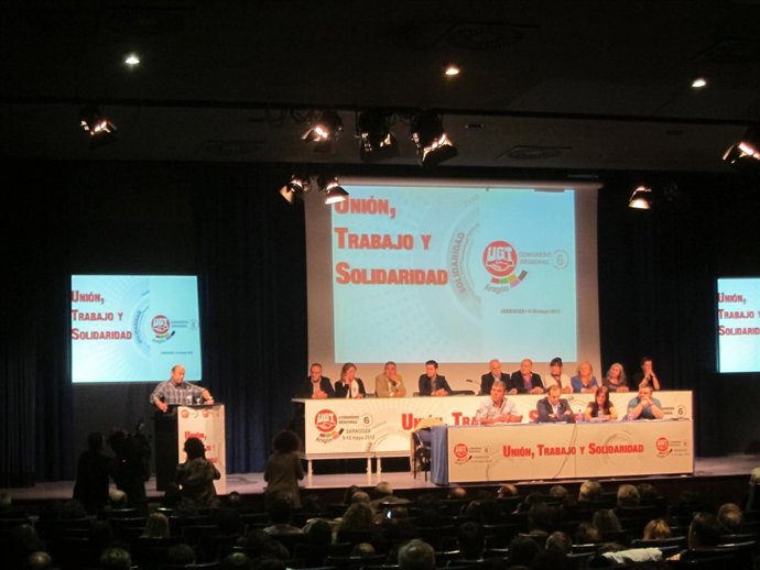 Intervención del secretario general de UGT-Aragón, Daniel Alastuey.