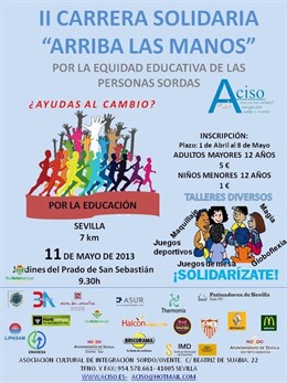 Cartel de la carrera solidaria para niños sordos