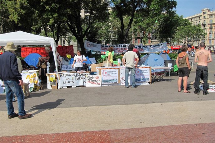'Indignados'  En Plaza Catalunya