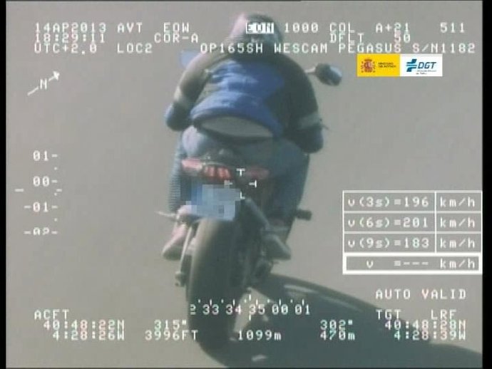 Moto a 200 km/h (DGT)