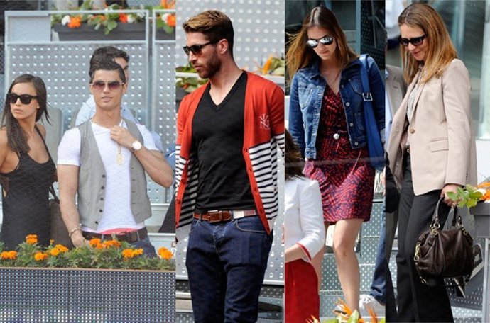 Sergio Ramos, Helen Lindes, Infanta Elena, Cristiano Ronaldo e Irina en el tenis