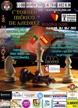 Cartel Del I Torneo Ibérico De Ajedrez En Cáceres