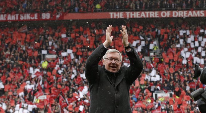 Alex Ferguson en su despedida de Old Trafford