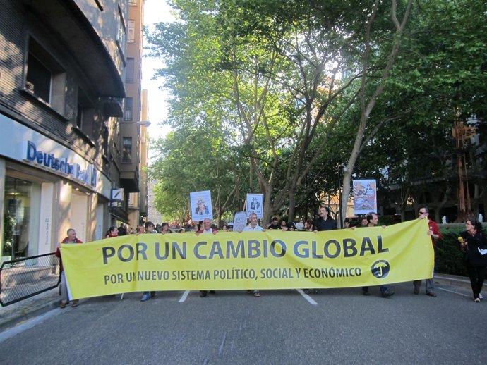 Manifestación del 15M en la capital aragonesa.