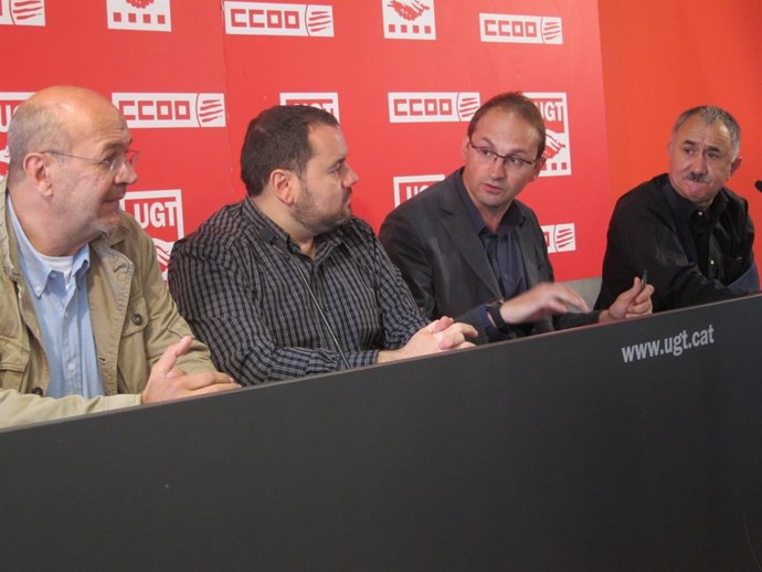 J.C.Gallego (CCOO),J.Mena (Euia),J.Herrera (ICV),J.M.Alvarez (UGT)