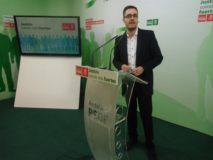 El diputado por el PSOE de Jaén Felipe Sicilia, hoy en la rueda de prensa.