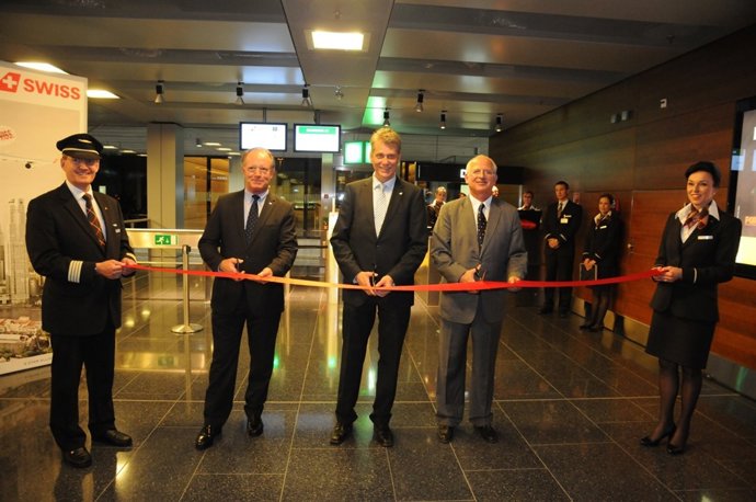 Acto inaugural de la nueva ruta de SWISS Zúrich-Singapur.