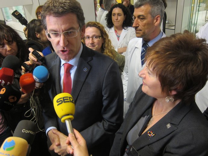 El presidente de la Xunta, Alberto Núñez Feijóo, en declaraciones a los medios.