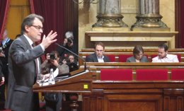 Artur Mas, en el Pleno del Parlament que aprobó la declaración de soberanía