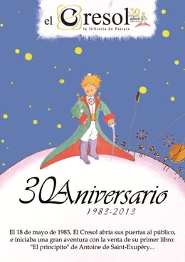 Cartel conmemorativo del 30 aniversario de la  librería El Cresol