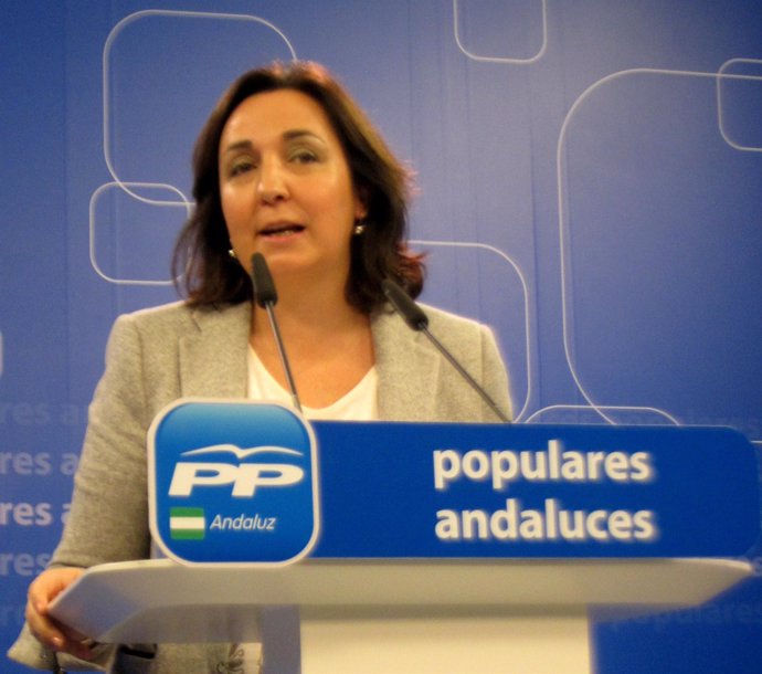 La vicesecretaria de organización del PP-A, Ana Corredera, hoy en rueda de prens