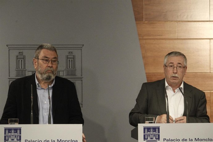 Toxo y Méndez comparecen en la Moncloa