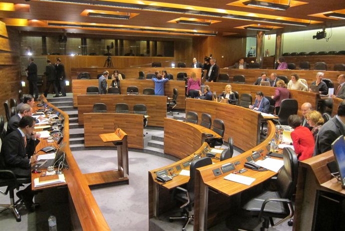 Imagen del salón de plenos, momentos antes de iniciarse la sesión.