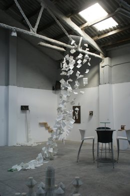 Imagen de la exposición BiblioFilia en la editorial Obrapropia