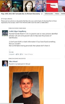 Un grupo de Facebook ayuda a las victimas del tornado de Oklahoma 