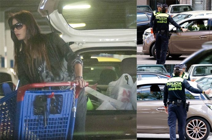 Pilar Rubio de compras y control policial