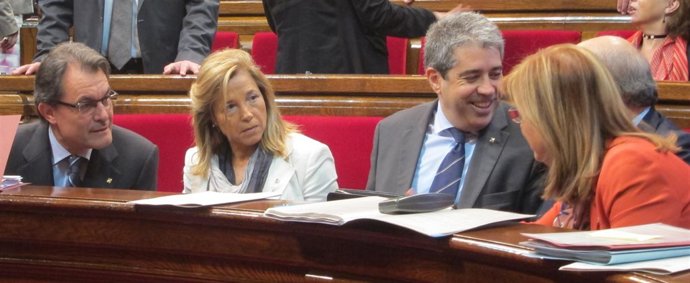 Artur Mas, Joana Ortega y Francesc Homs, en el Parlament
