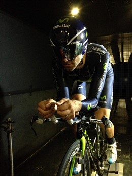 Alejandro Valverde en el túnerl de viento