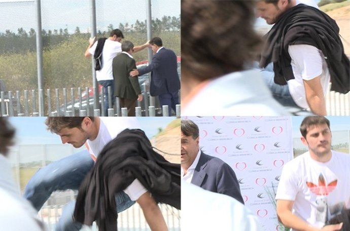 Iker Casillas esquiva a la prensa saltando vallas