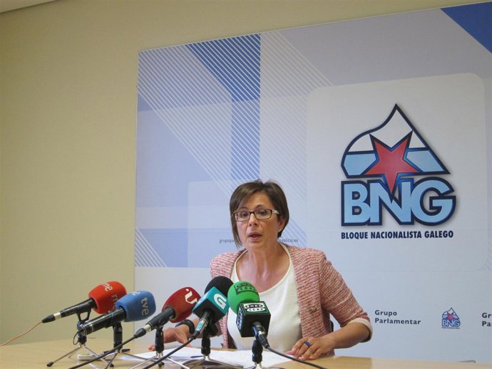 La diputada del BNG Carme Adán durante una rueda de prensa