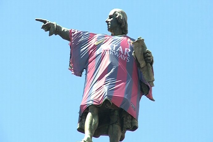 Colón se viste con la camiseta del FC Barcelona