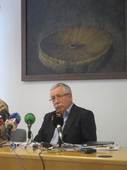 Ignacio Fernández Toxo en la rueda de prensa de este jueves.