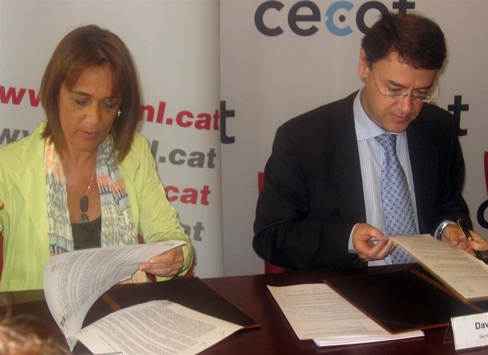 Ester Franquesa (Política Lingüística) y David Garrofé (Cecot)