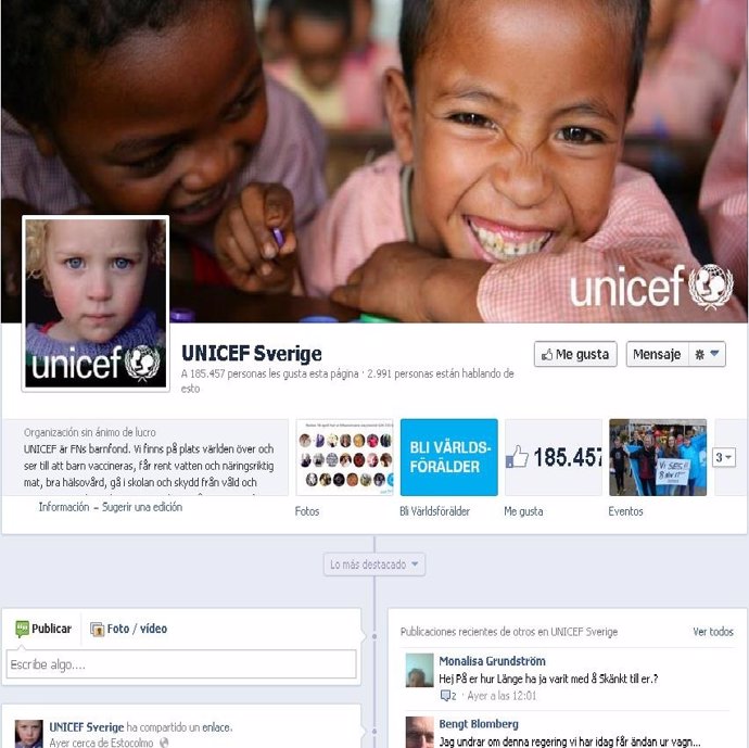 Unicef denuncia que los 'Me Gusta' de Facebook no salvan vidas