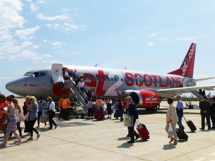 Imagen del avión, en el aeropuerto de San Javier