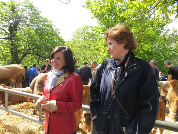 Álvarez y Urdiales, durante su visita a la feria de Corao.