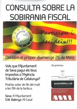 Cartel de la consulta sobre soberanía fiscal en el Ayto.De Seva (Barcelona)