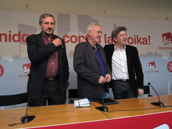 Cayo Lara, Willy Meyer y el copresidente del Parti de Gauche de Francia