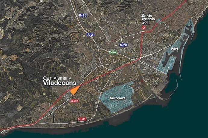 Ubicación del outlet Neinver en Viladecans