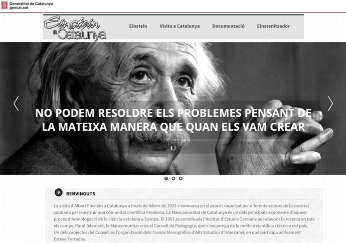 Web que la Generalitat dedica a celebrar los 90 años de la visita de A.Einstein 